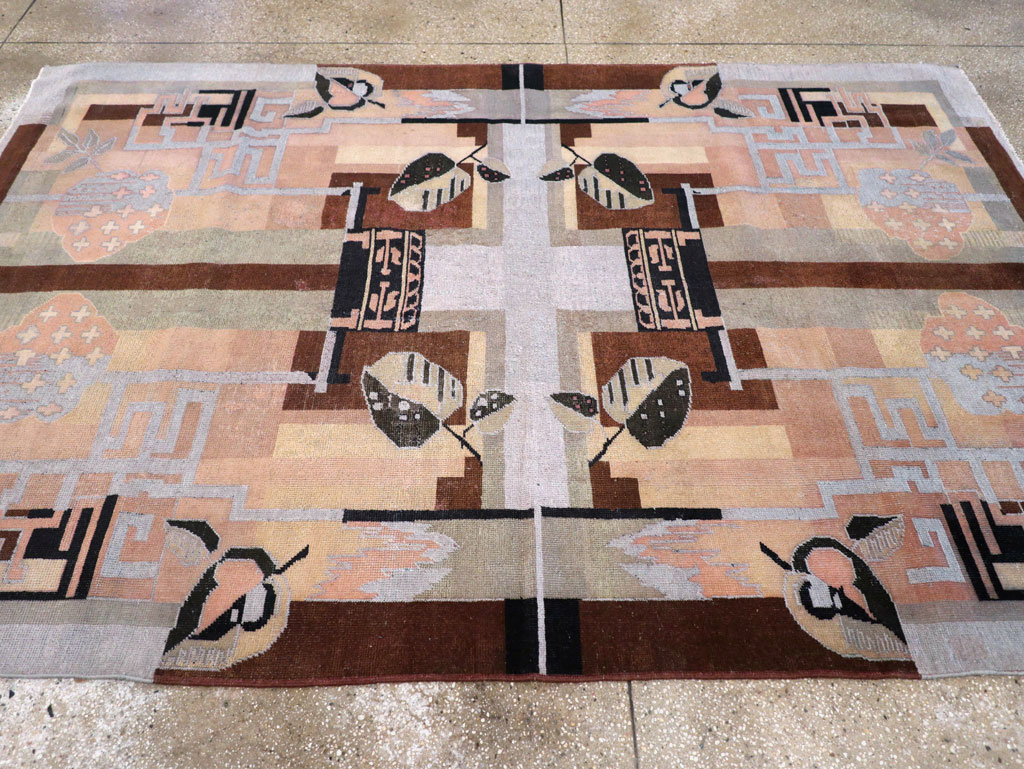 Vintage Turkish Art Deco Accent Carpet, No.30958 - Galerie Shabab
