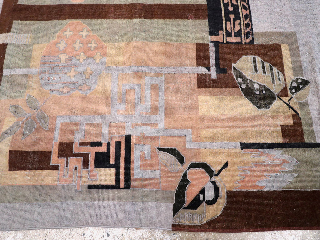 Vintage Turkish Art Deco Accent Carpet, No.30958 - Galerie Shabab