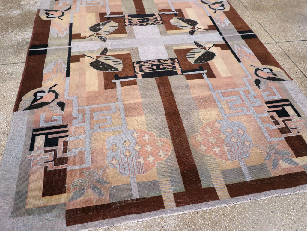 Vintage Turkish Art Deco Accent Carpet, No.30958 - Galerie Shabab