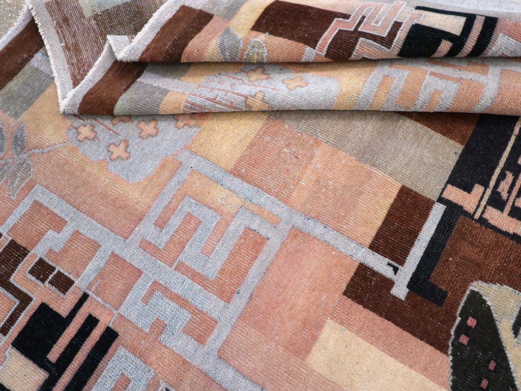 Vintage Turkish Art Deco Accent Carpet, No.30958 - Galerie Shabab