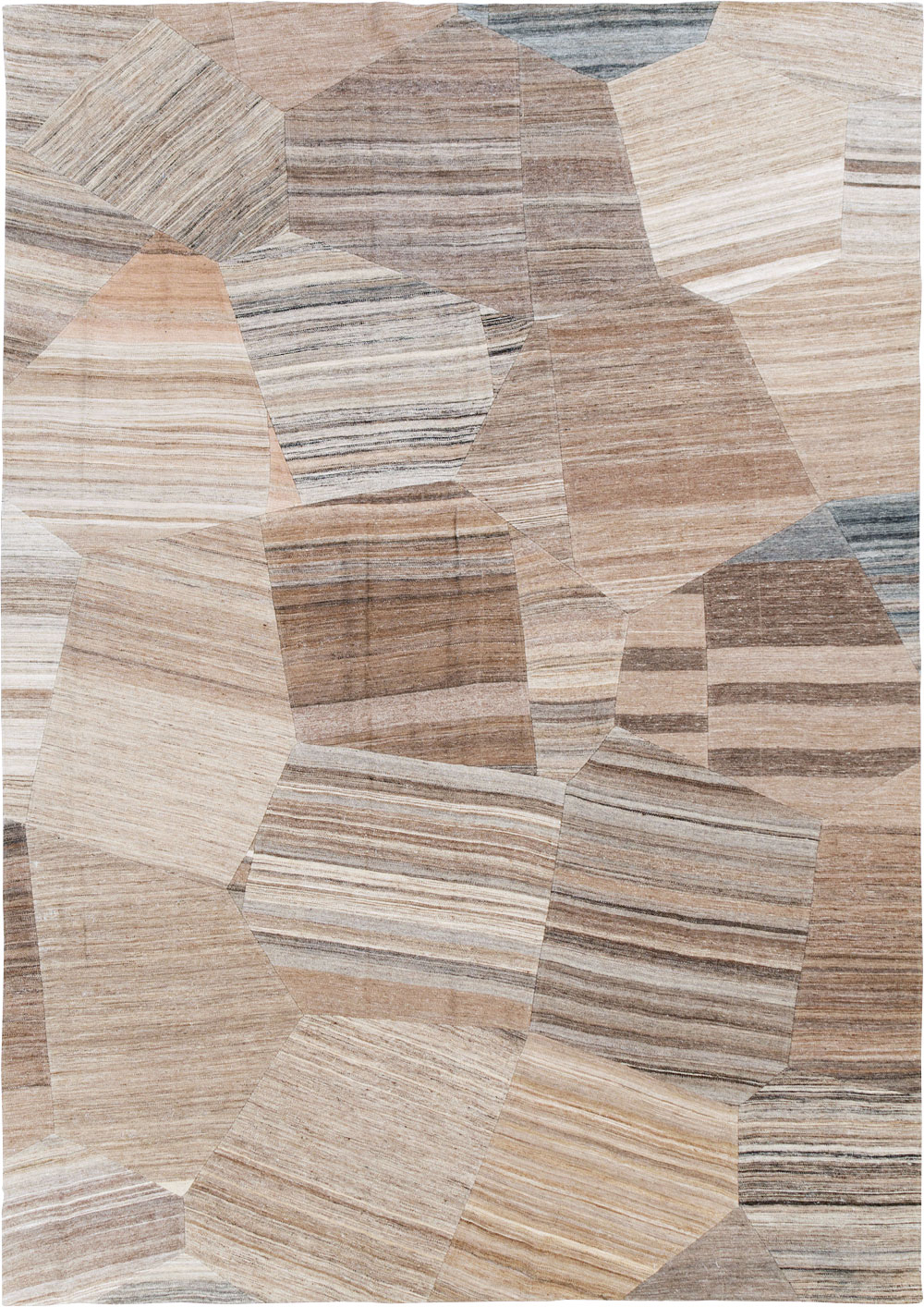Contemporary Turkish Flatweave Patchwork Style Room Size Carpet, No.30968 - Galerie Shabab