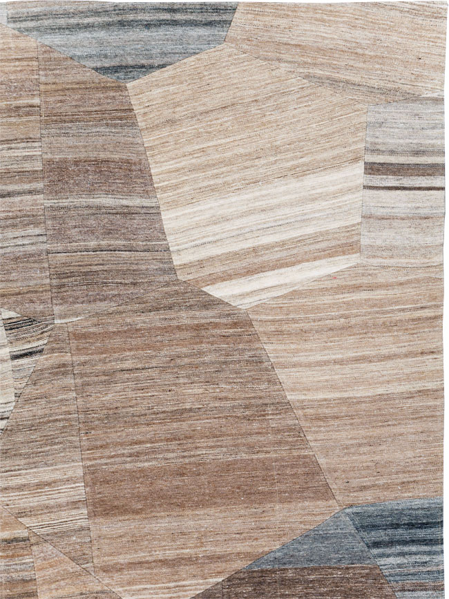 Contemporary Turkish Flatweave Patchwork Style Room Size Carpet, No.30968 - Galerie Shabab