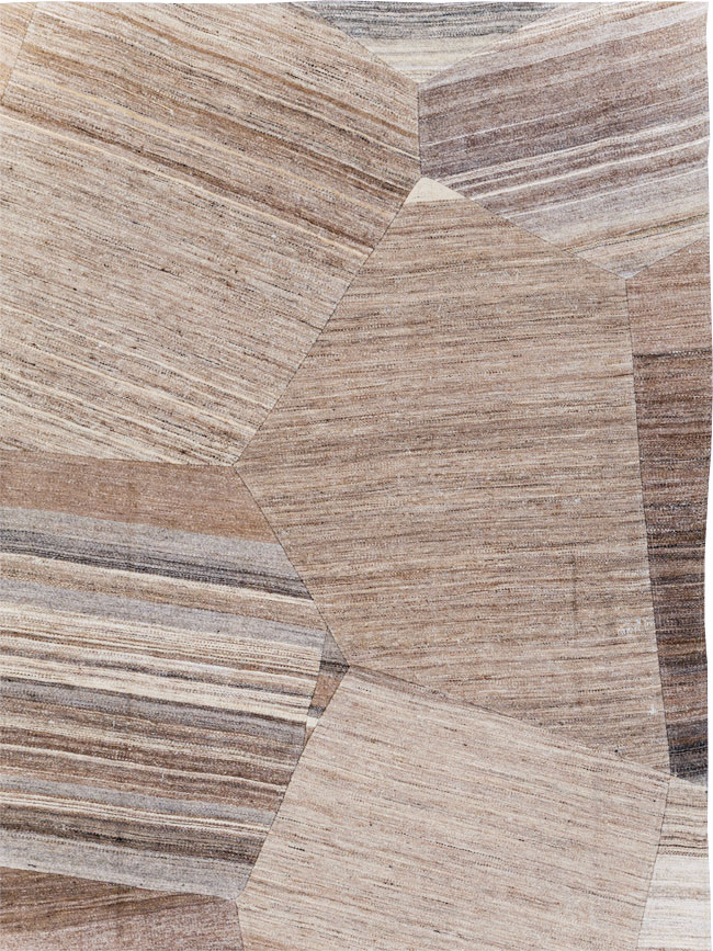 Contemporary Turkish Flatweave Patchwork Style Room Size Carpet, No.30968 - Galerie Shabab