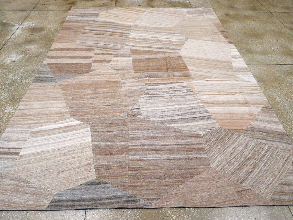 Contemporary Turkish Flatweave Patchwork Style Room Size Carpet, No.30968 - Galerie Shabab