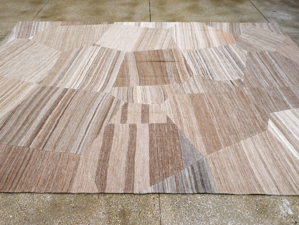 Contemporary Turkish Flatweave Patchwork Style Room Size Carpet, No.30968 - Galerie Shabab
