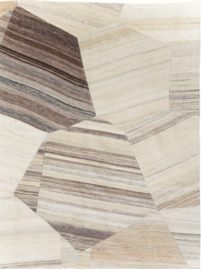 Contemporary Turkish Flatweave Patchwork Style Room Size Carpet, No.30969 - Galerie Shabab