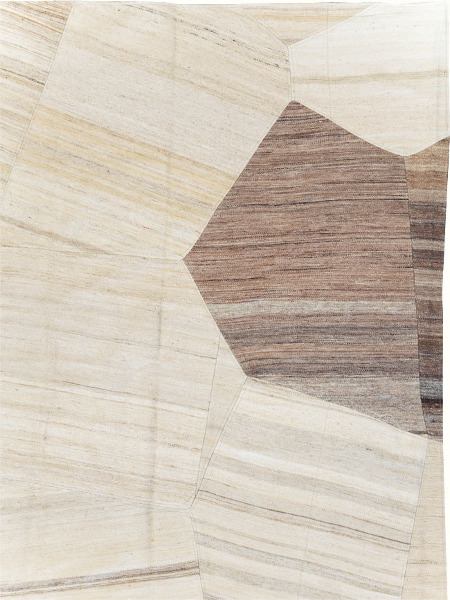 Contemporary Turkish Flatweave Patchwork Style Room Size Carpet, No.30969 - Galerie Shabab