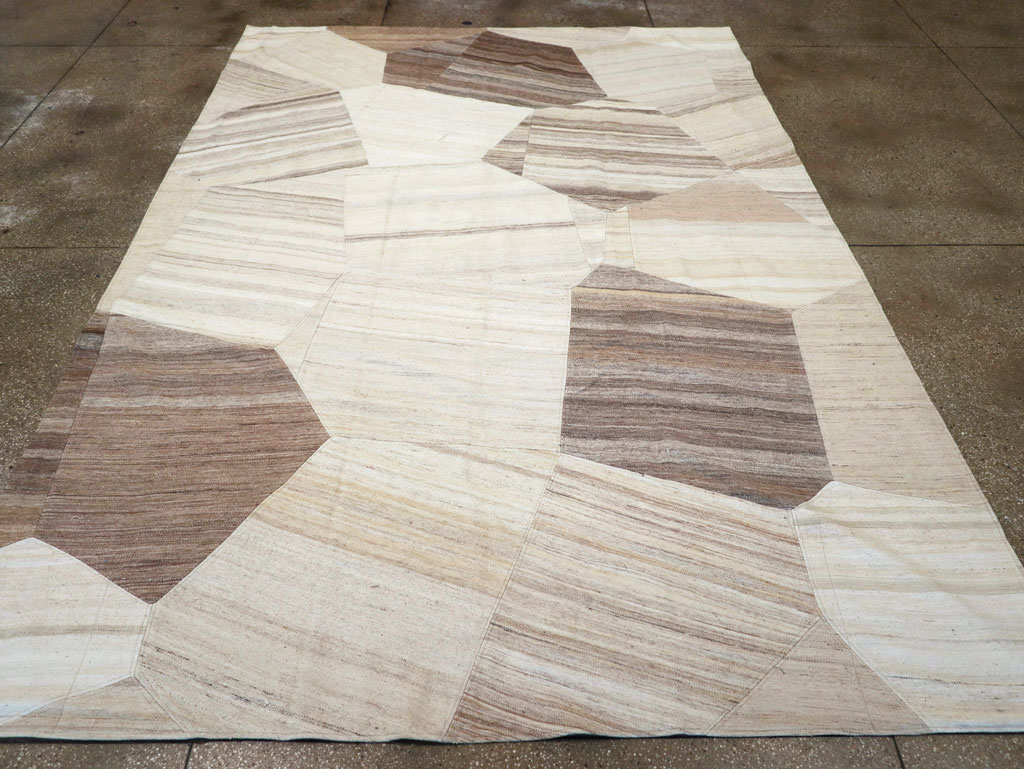 Contemporary Turkish Flatweave Patchwork Style Room Size Carpet, No.30969 - Galerie Shabab
