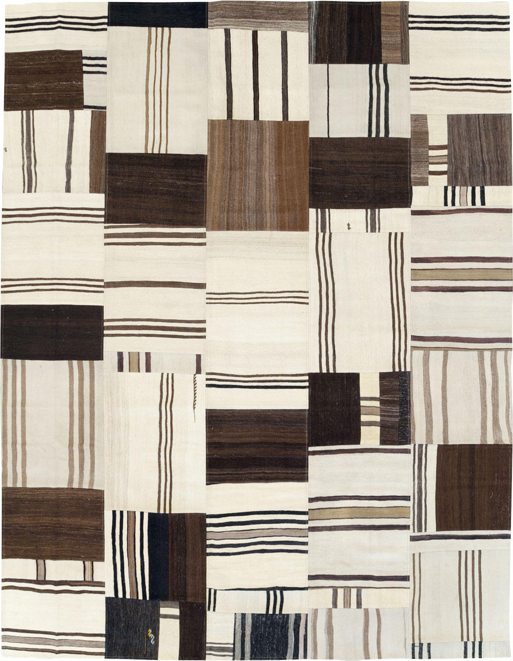 Contemporary Turkish Flatweave Patchwork Style Room Size Carpet, No.30972 - Galerie Shabab
