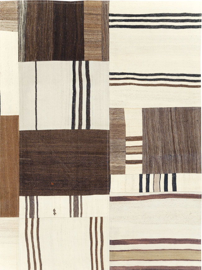 Contemporary Turkish Flatweave Patchwork Style Room Size Carpet, No.30972 - Galerie Shabab