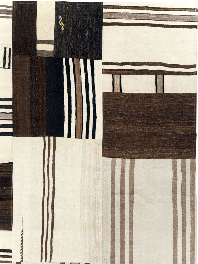 Contemporary Turkish Flatweave Patchwork Style Room Size Carpet, No.30972 - Galerie Shabab