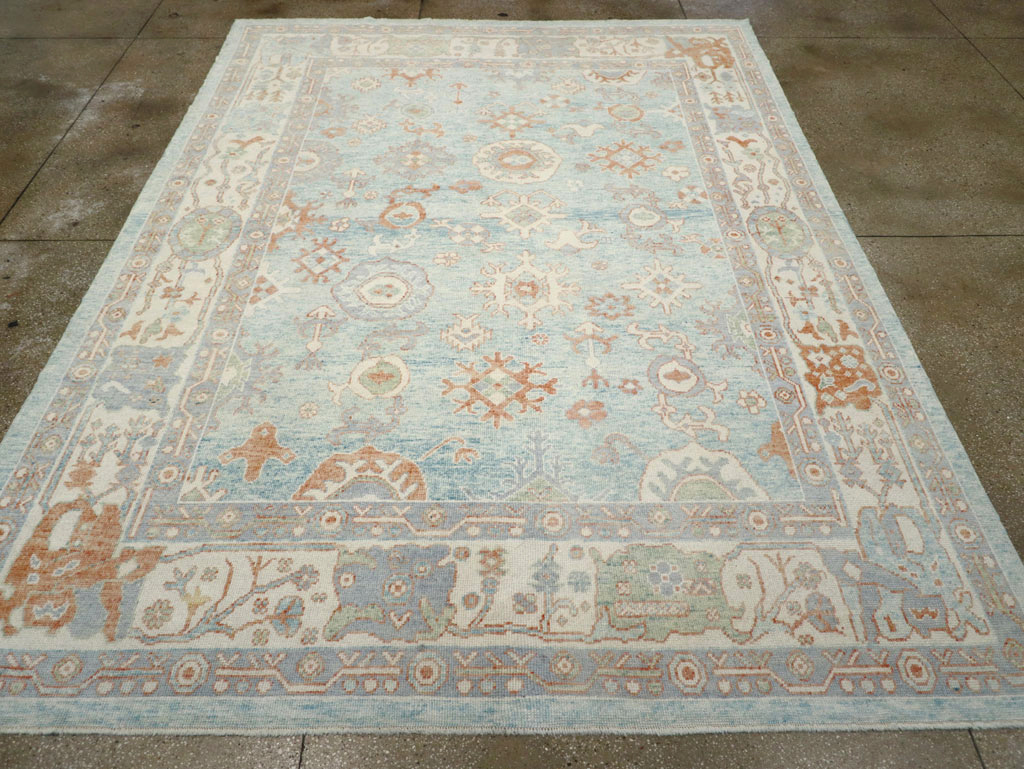 Contemporary Turkish Oushak Room Size Carpet, No.30979 - Galerie Shabab