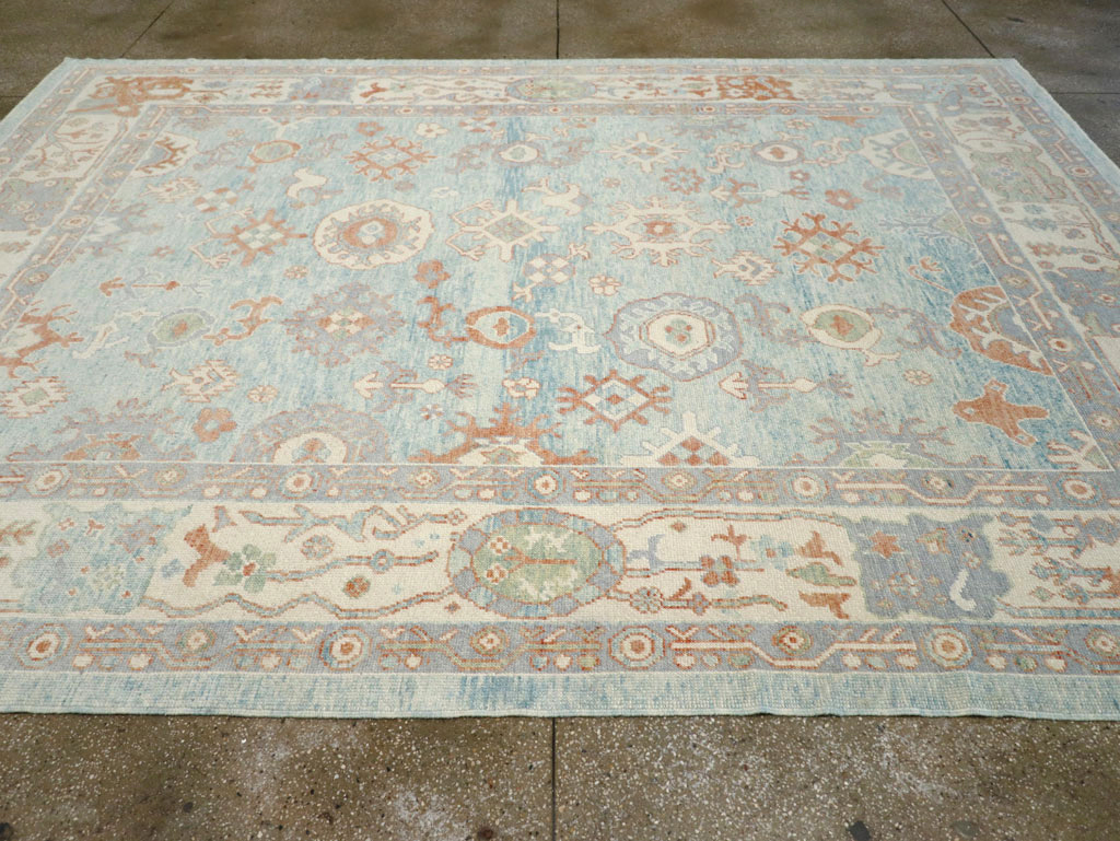 Contemporary Turkish Oushak Room Size Carpet, No.30979 - Galerie Shabab