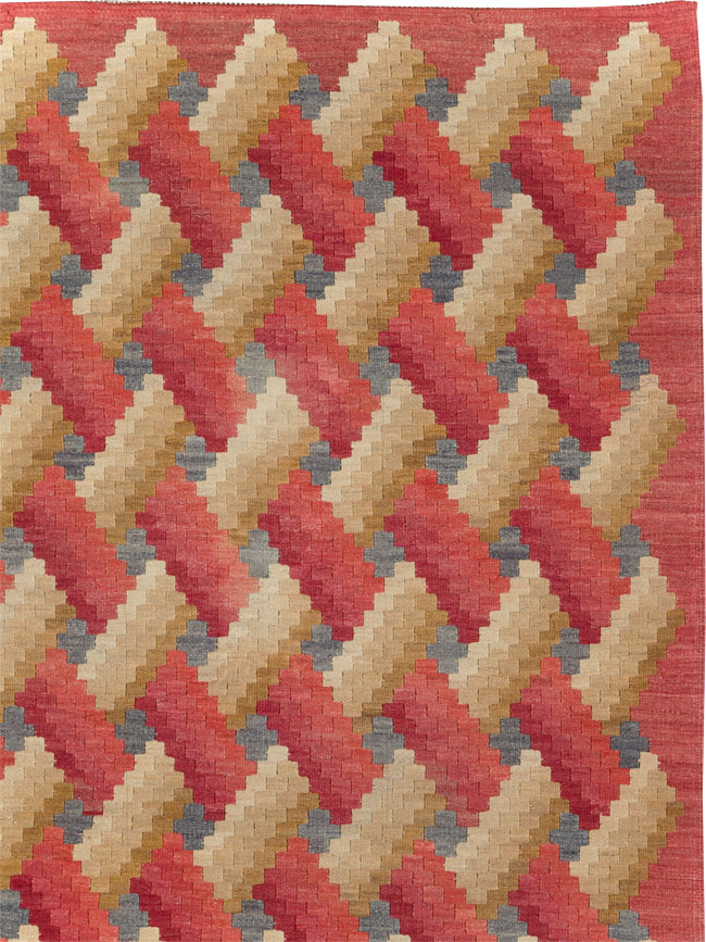 Vintage Turkish Flatweave Kilim Room Size Carpet, No.30992 - Galerie Shabab