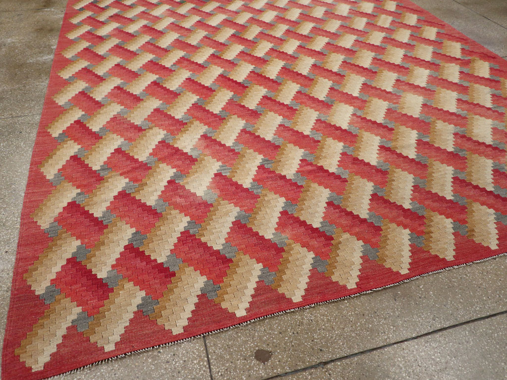 Vintage Turkish Flatweave Kilim Room Size Carpet, No.30992 - Galerie Shabab