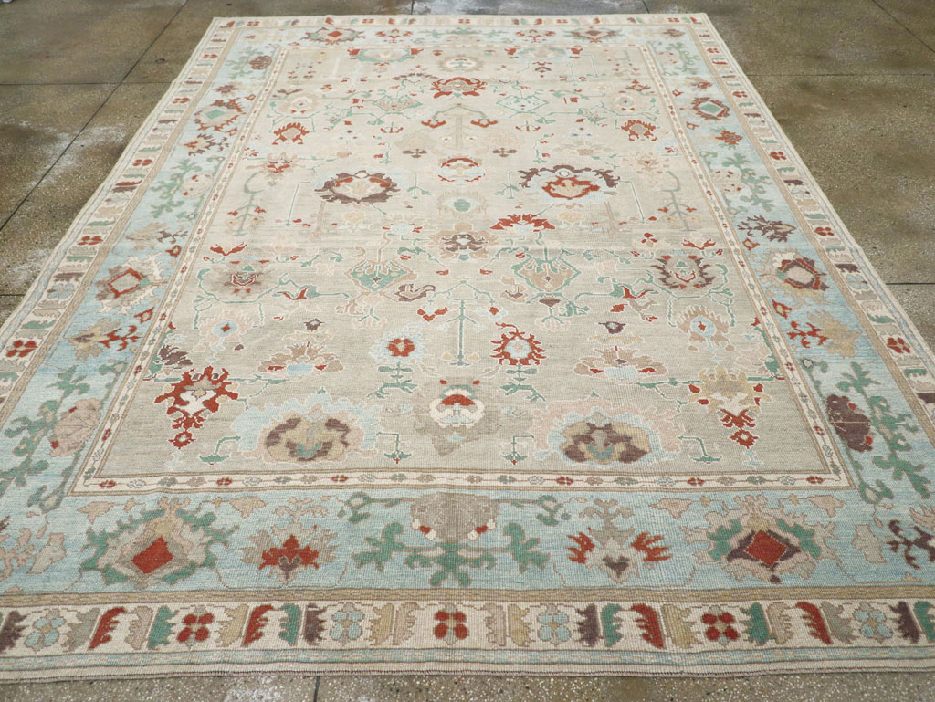 Contemporary Turkish Oushak Room Size Carpet, No.31013 - Galerie Shabab