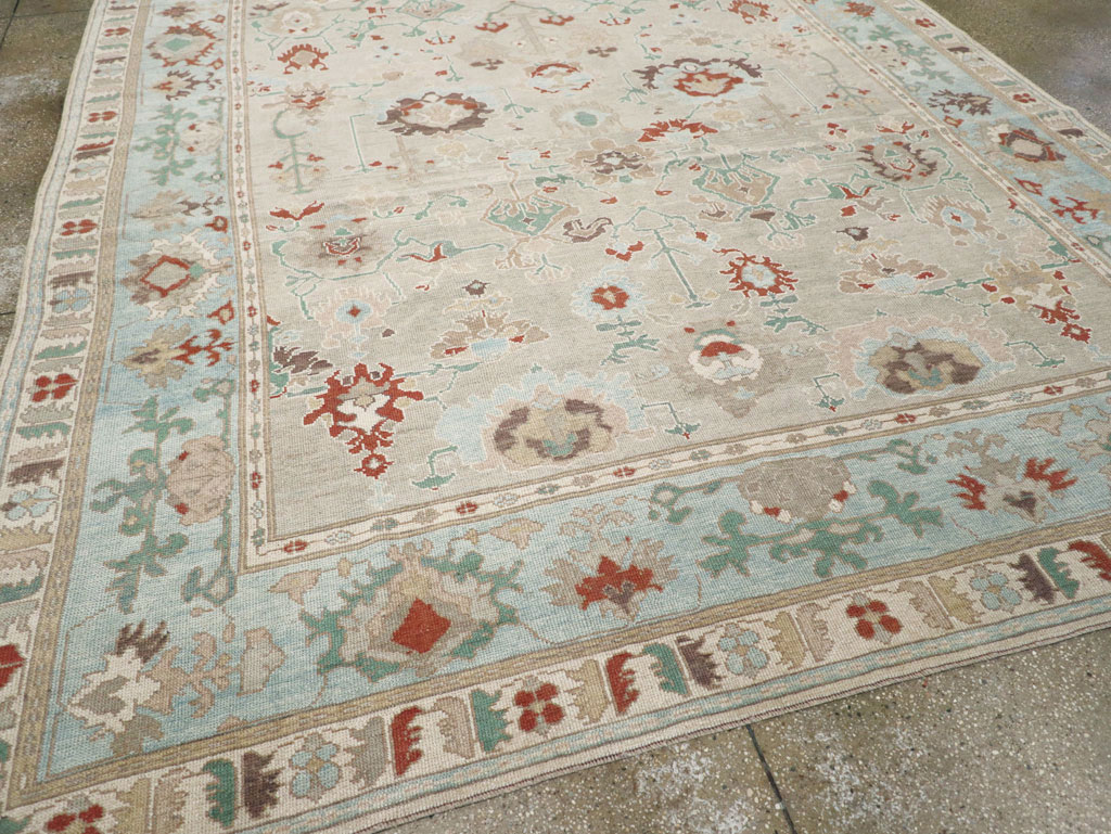 Contemporary Turkish Oushak Room Size Carpet, No.31013 - Galerie Shabab