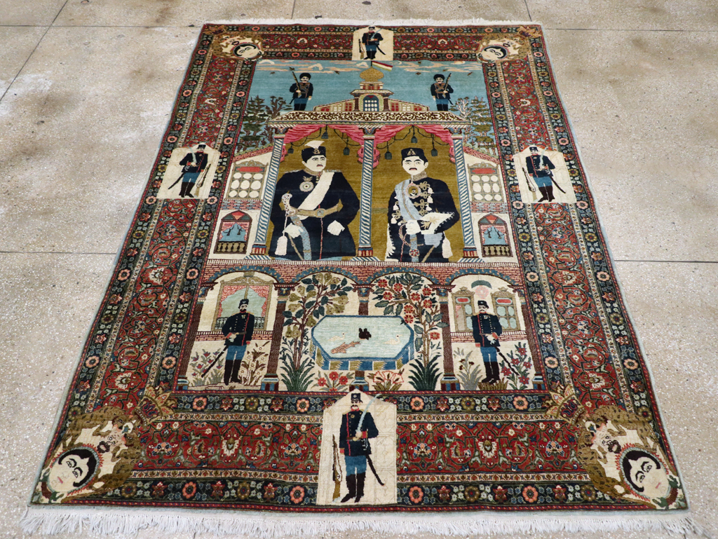 Antique Persian Pictorial Tabriz Rug, No.31017 - Galerie Shabab