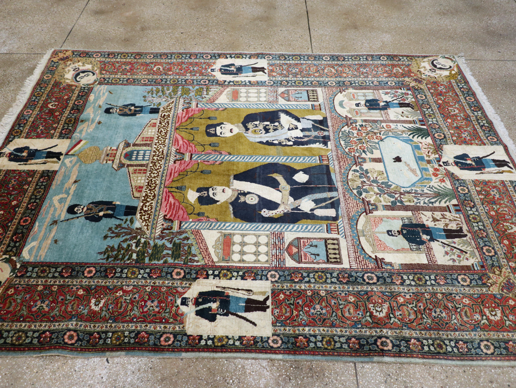 Antique Persian Pictorial Tabriz Rug, No.31017 - Galerie Shabab