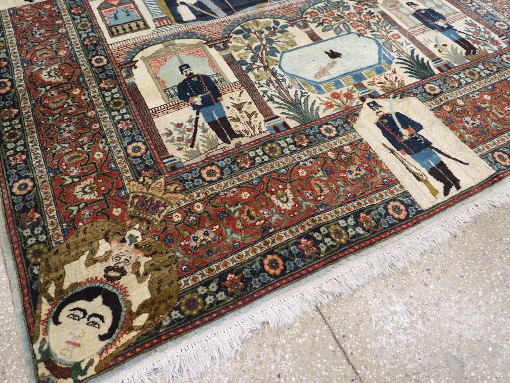 Antique Persian Pictorial Tabriz Rug, No.31017 - Galerie Shabab