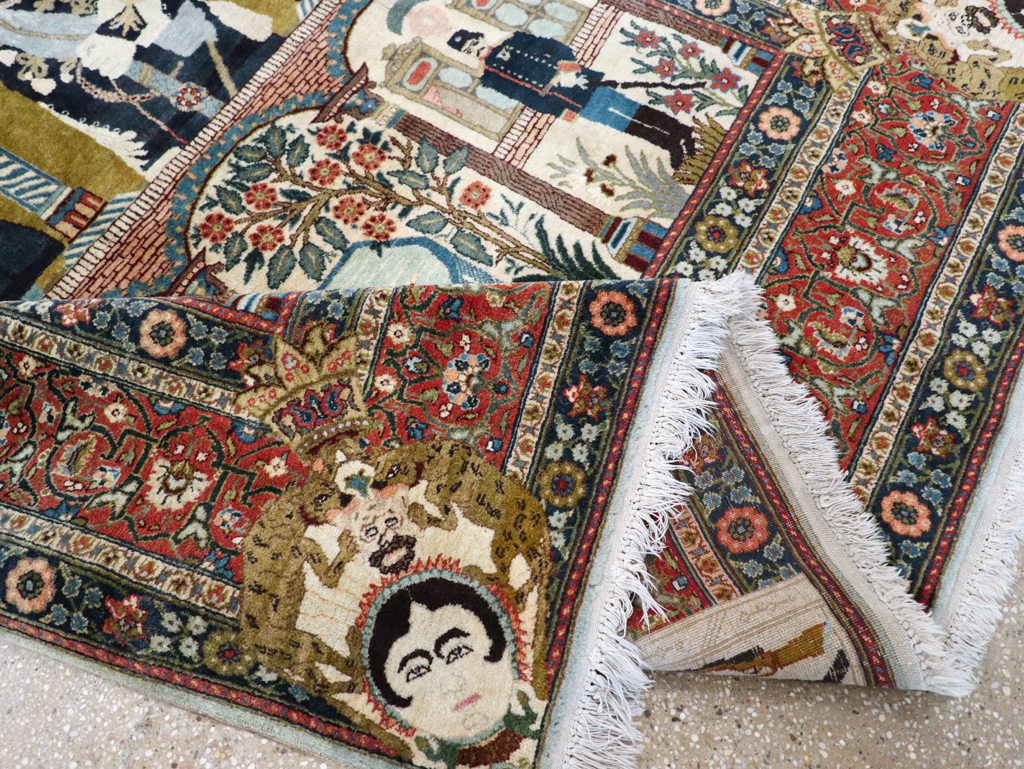 Antique Persian Pictorial Tabriz Rug, No.31017 - Galerie Shabab