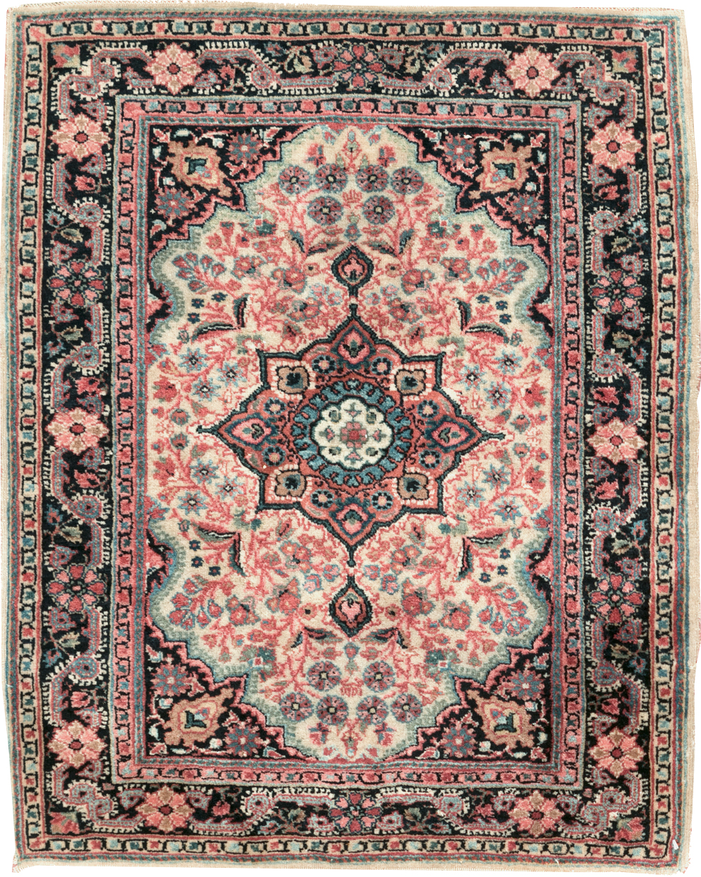 Vintage Persian Sarouk Throw Rug, No.31025 - Galerie Shabab