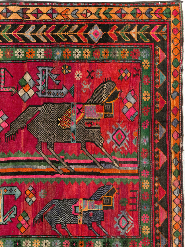 Vintage Caucasian Karabagh Pictorial Rug, No.31068 - Galerie Shabab