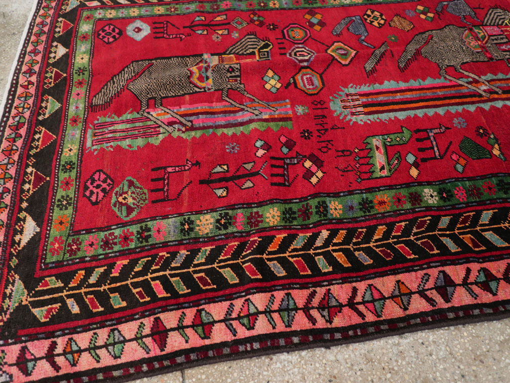 Vintage Caucasian Karabagh Pictorial Rug, No.31068 - Galerie Shabab