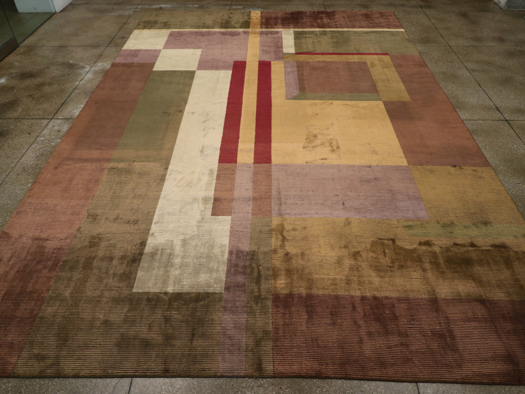 Contemporary Indian Art Deco Style Large Room Size Carpet, No.31079 - Galerie Shabab