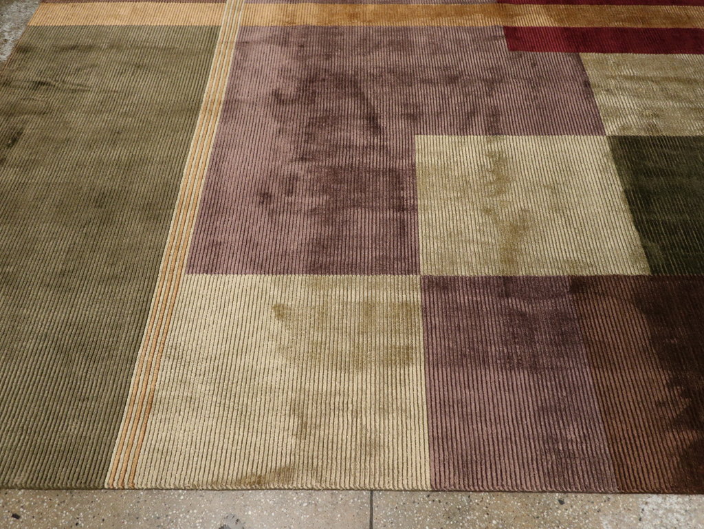 Contemporary Indian Art Deco Style Large Room Size Carpet, No.31079 - Galerie Shabab