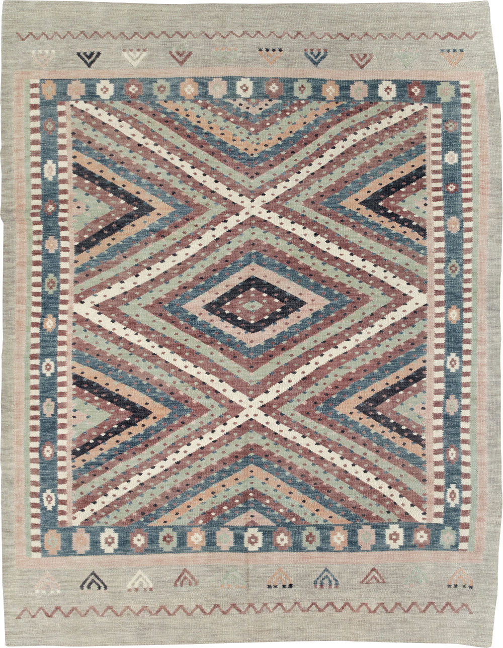 Modern Turkish Flatweave Kilim Room Size Carpet, No.31080 - Galerie Shabab