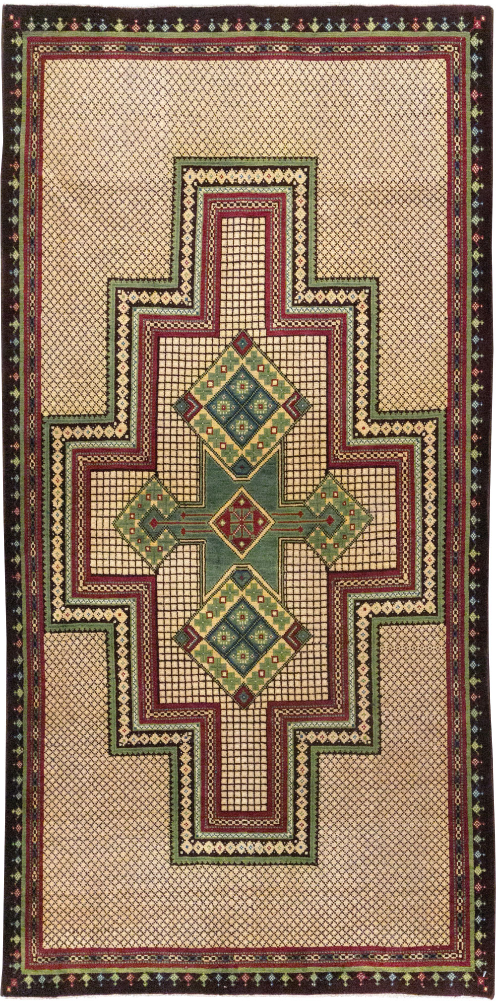Vintage Persian Mashad Throw Rug, No.31118 - Galerie Shabab