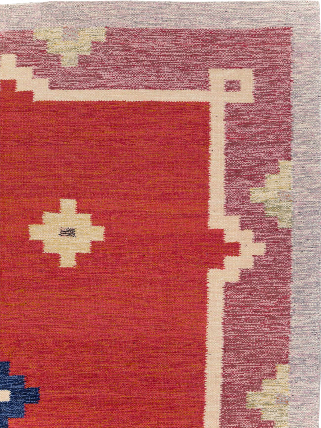 Vintage Swedish Flatweave Kilim Room Size Carpet, No.31149 - Galerie Shabab