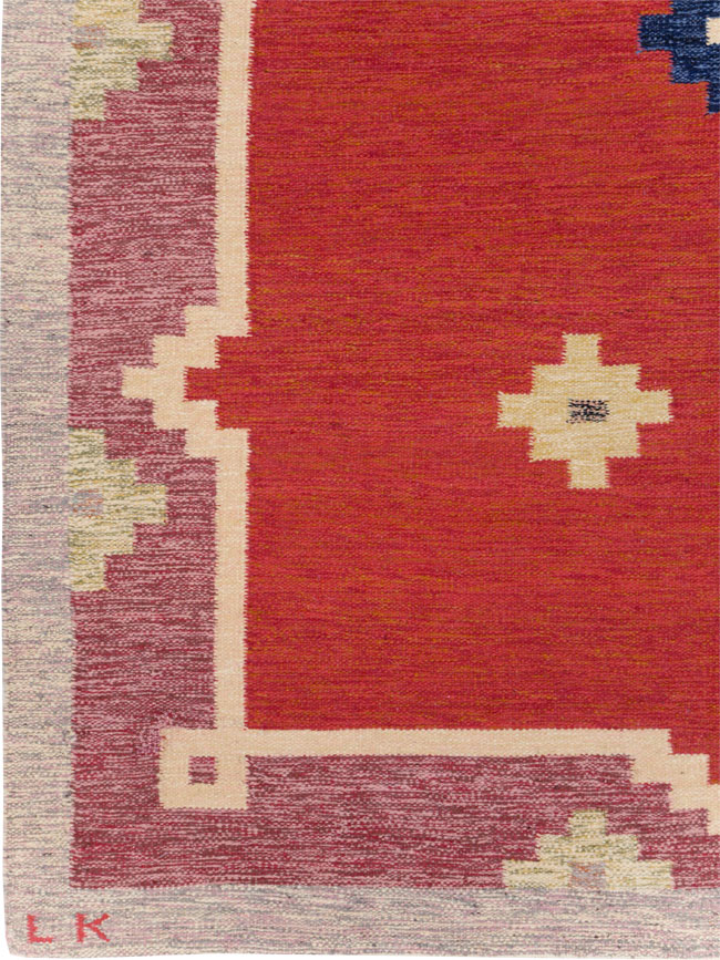 Vintage Swedish Flatweave Kilim Room Size Carpet, No.31149 - Galerie Shabab
