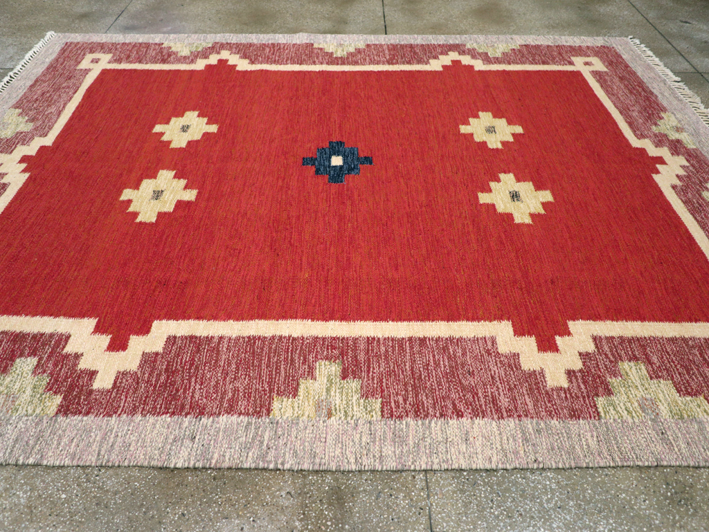 Vintage Swedish Flatweave Kilim Room Size Carpet, No.31149 - Galerie Shabab