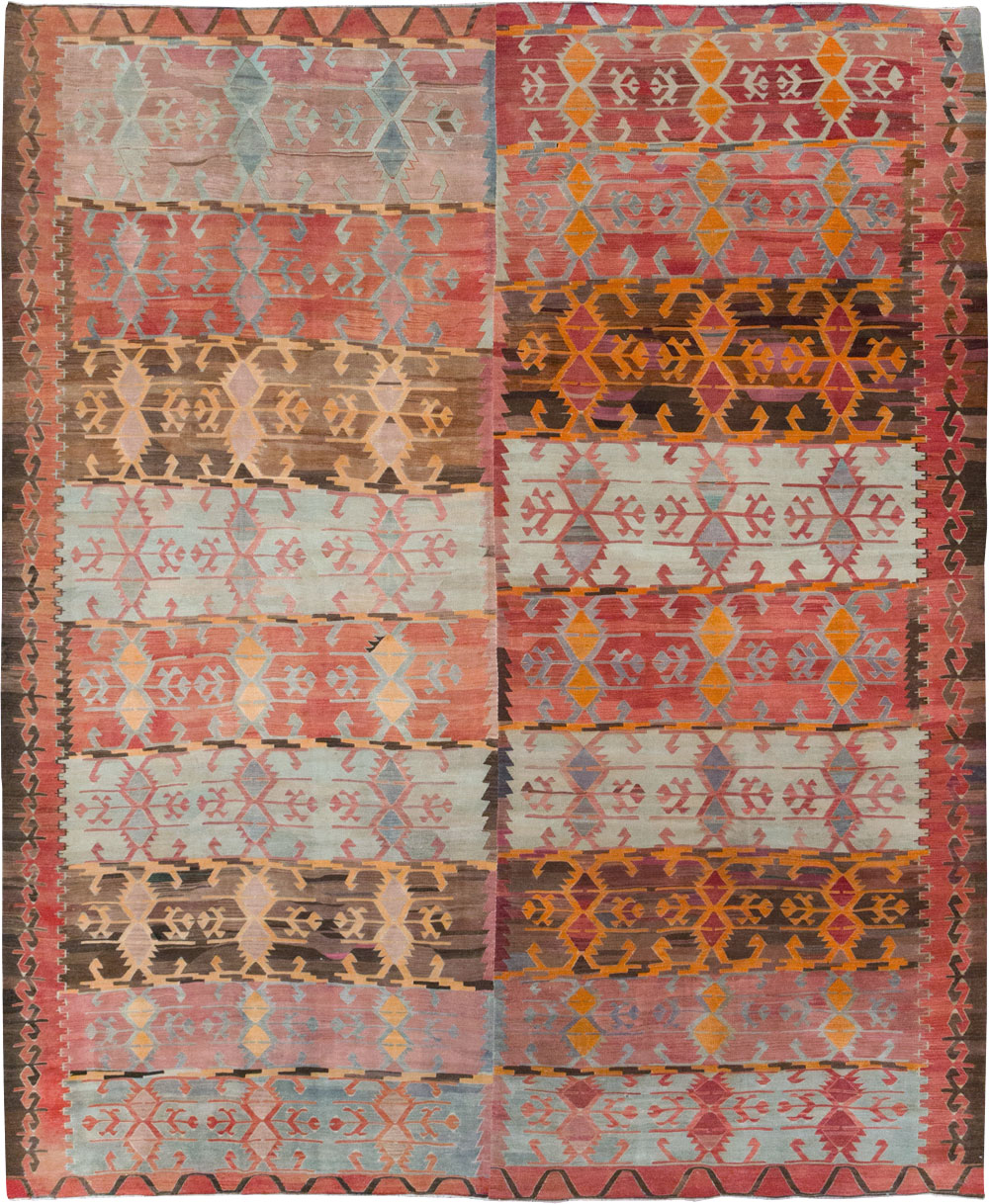 Vintage Turkish Flatweave Kilim Room Size Carpet, No.31152 - Galerie Shabab