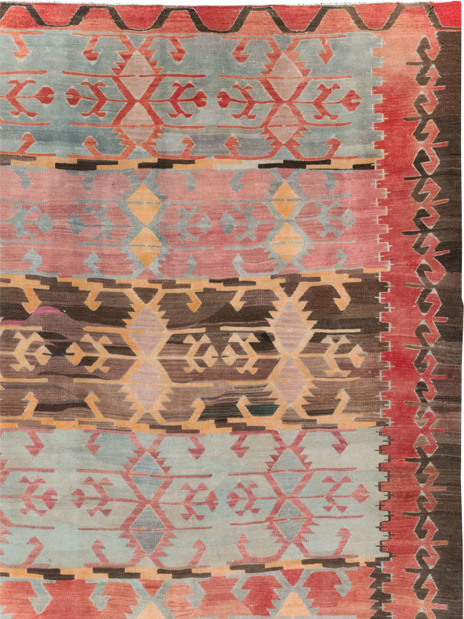 Vintage Turkish Flatweave Kilim Room Size Carpet, No.31152 - Galerie Shabab