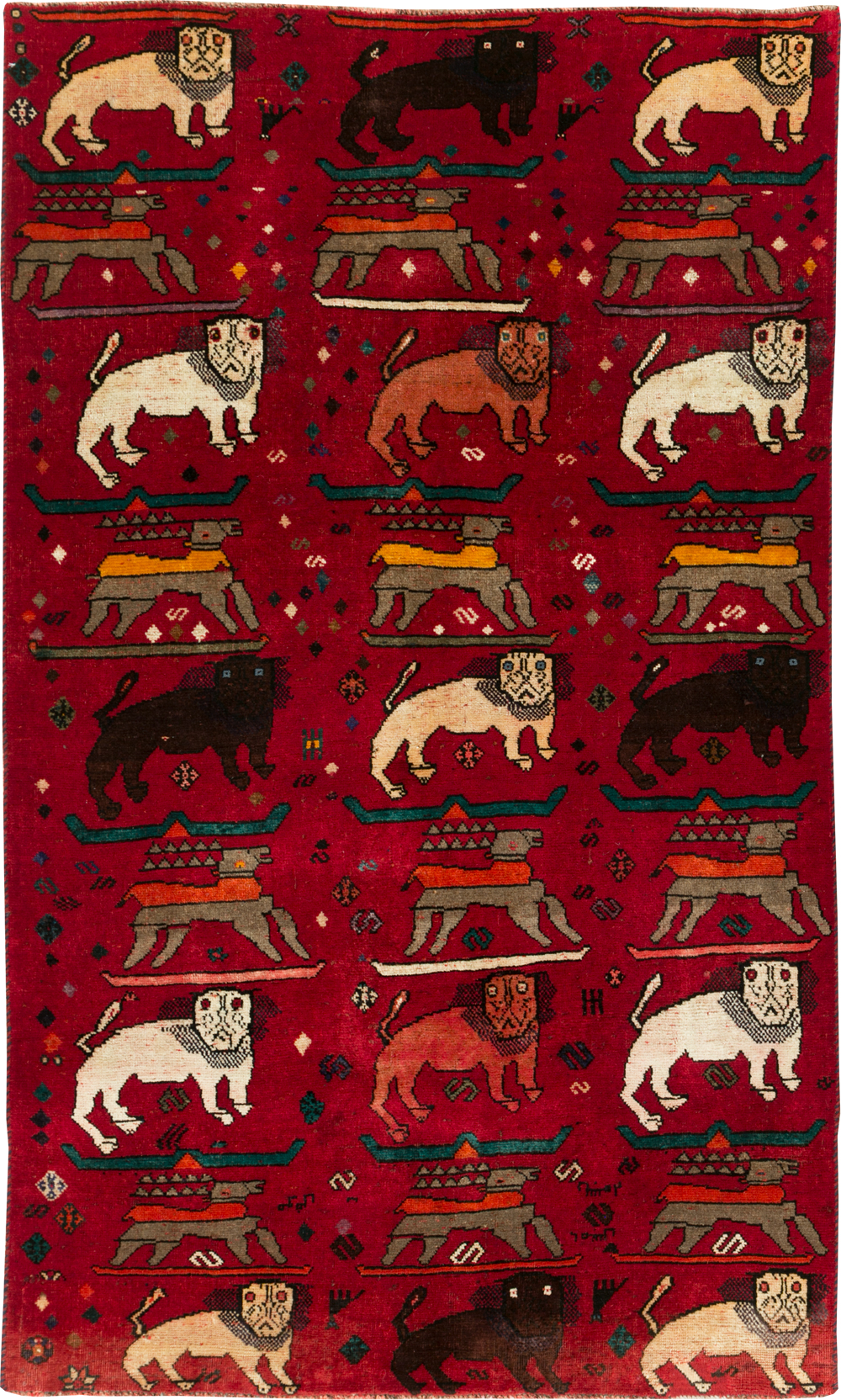 Vintage Persian Pictorial Shiraz Rug, No.31155 - Galerie Shabab
