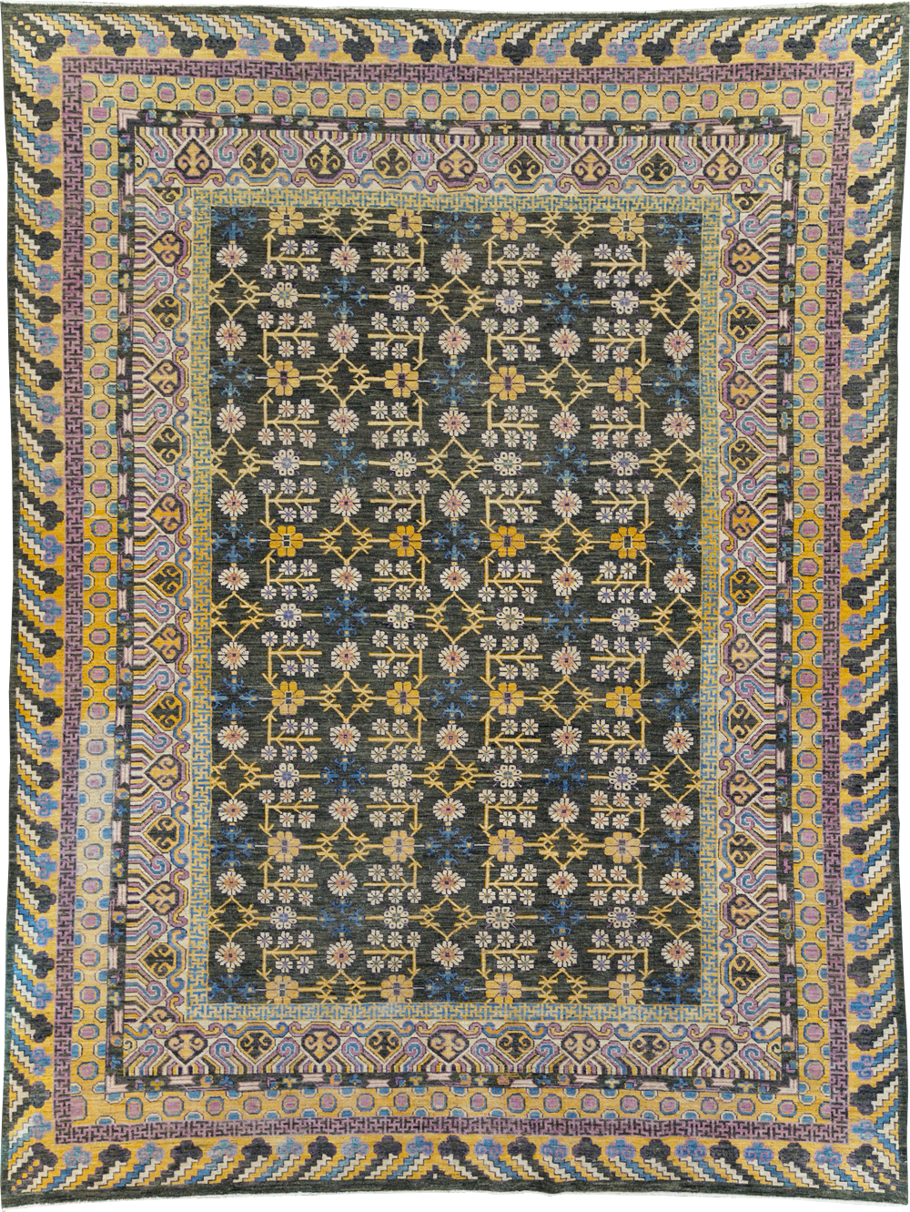 Contemporary East Turkestan Khotan Room Size Carpet, No.31157 - Galerie Shabab