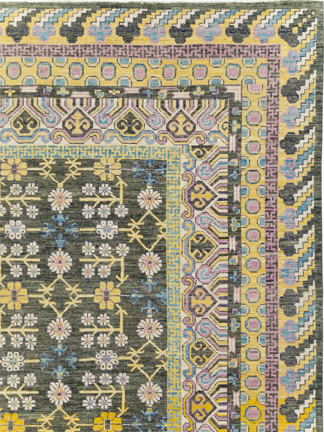 Contemporary East Turkestan Khotan Room Size Carpet, No.31157 - Galerie Shabab