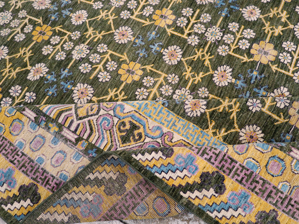 Contemporary East Turkestan Khotan Room Size Carpet, No.31157 - Galerie Shabab