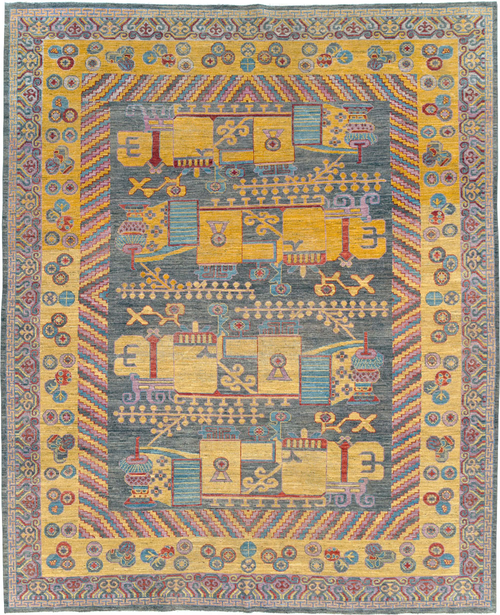 Contemporary East Turkestan Khotan Room Size Carpet, No.31158 - Galerie Shabab