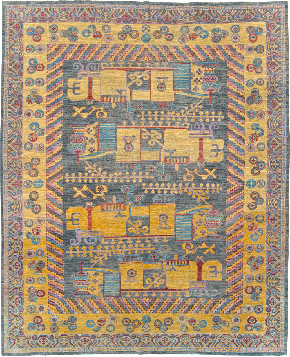 Contemporary East Turkestan Khotan Room Size Carpet, No.31158 - Galerie Shabab