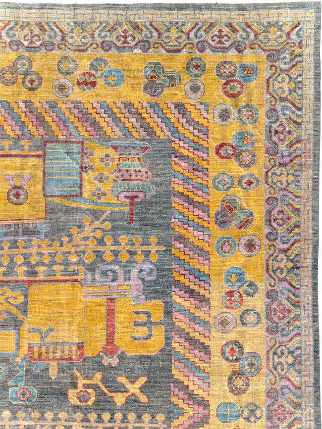 Contemporary East Turkestan Khotan Room Size Carpet, No.31158 - Galerie Shabab