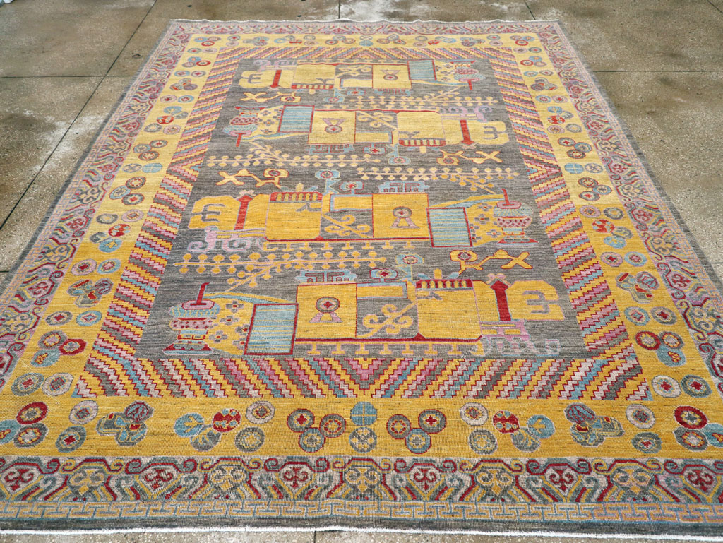 Contemporary East Turkestan Khotan Room Size Carpet, No.31158 - Galerie Shabab