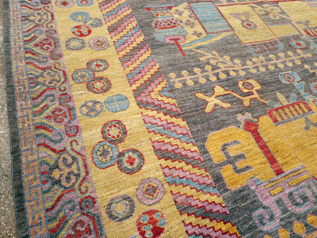 Contemporary East Turkestan Khotan Room Size Carpet, No.31158 - Galerie Shabab