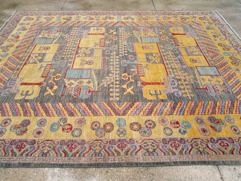 Contemporary East Turkestan Khotan Room Size Carpet, No.31158 - Galerie Shabab