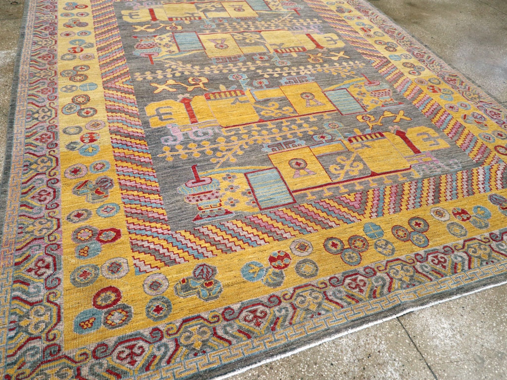 Contemporary East Turkestan Khotan Room Size Carpet, No.31158 - Galerie Shabab