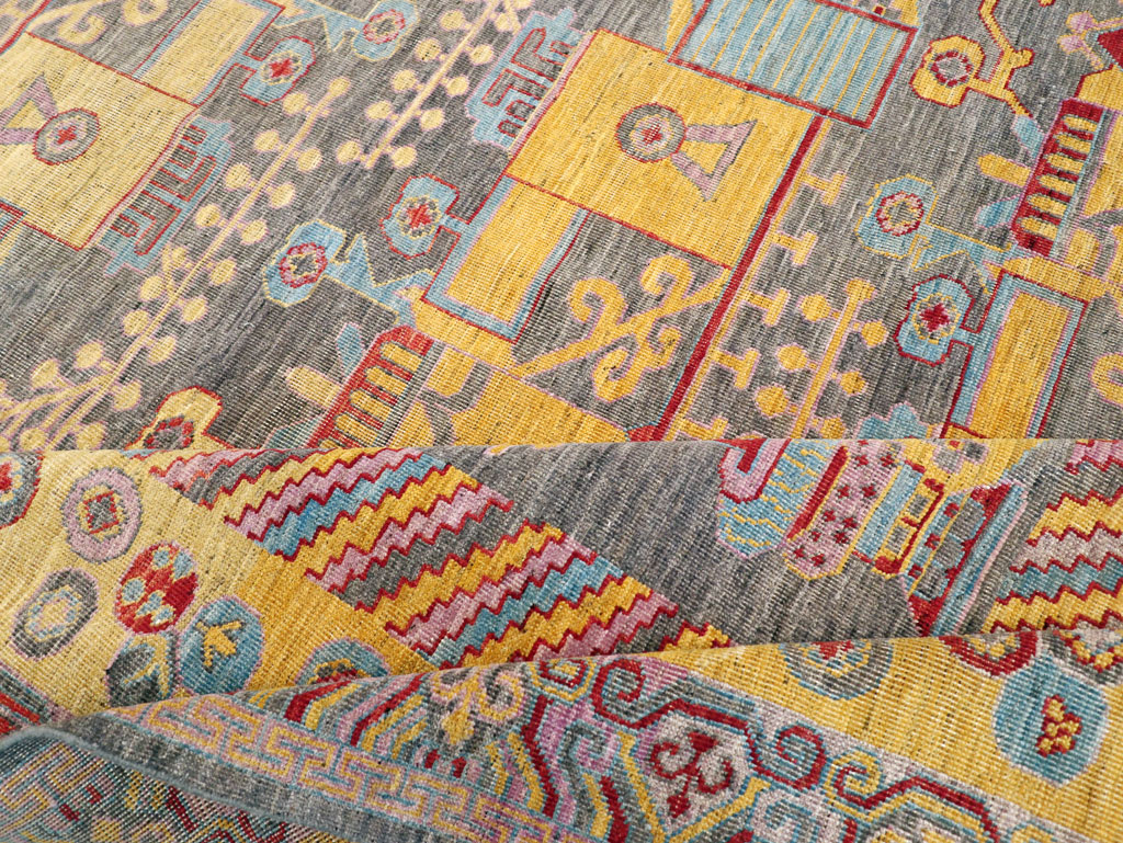 Contemporary East Turkestan Khotan Room Size Carpet, No.31158 - Galerie Shabab