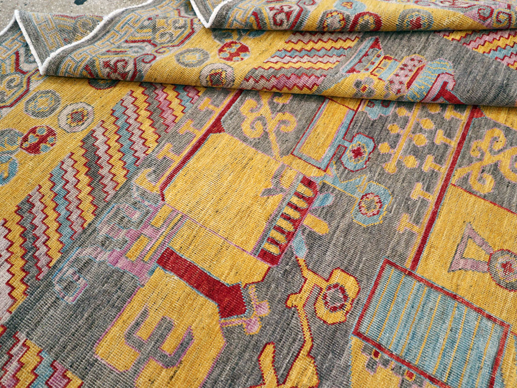 Contemporary East Turkestan Khotan Room Size Carpet, No.31158 - Galerie Shabab